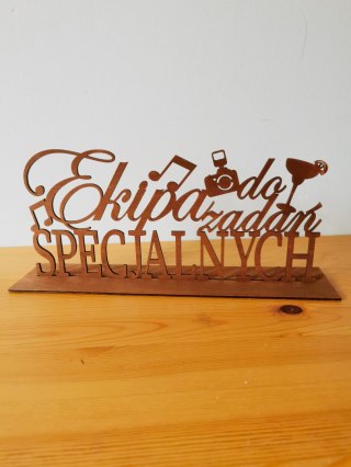 Napis na stół 30-60cm (1szt) - Ekipa do zadań 02 (z ikonami) - napis stojący