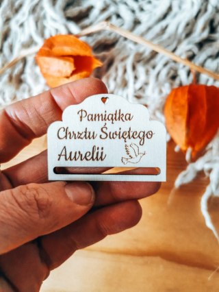 Pamiątka Chrztu DOWOLNY TEKST - zakładka ozdobna 5x3,5cm (1szt) - - - (baza do zakładki do książki)
