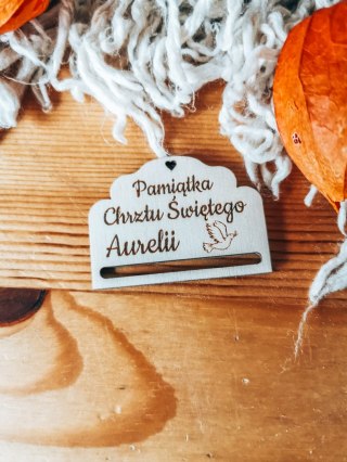 Pamiątka Chrztu DOWOLNY TEKST - zakładka ozdobna 5x3,5cm (1szt) - - - (baza do zakładki do książki)