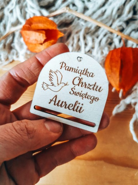 Pamiątka Chrztu DOWOLNY TEKST - zakładka półokrągła 5x5cm (1szt) - - - (baza do zakładki do książki)