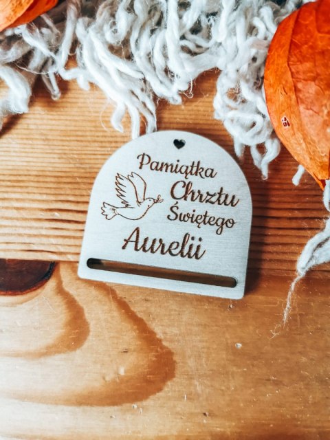 Pamiątka Chrztu DOWOLNY TEKST - zakładka półokrągła 5x5cm (1szt) - - - (baza do zakładki do książki)