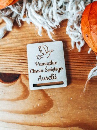 Pamiątka Chrztu DOWOLNY TEKST - zakładka prostokątna 4x5cm (1szt) - - - (baza do zakładki do książki)