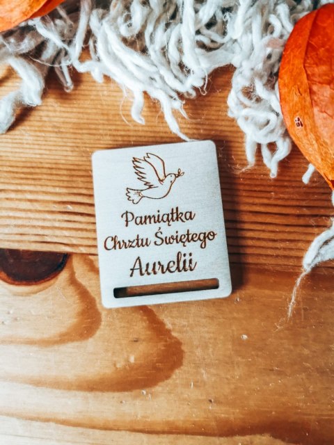 Pamiątka Chrztu DOWOLNY TEKST - zakładka prostokątna 4x5cm (1szt) - - - (baza do zakładki do książki)