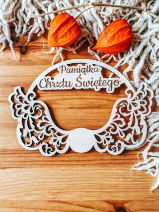 Pamiątka Chrzty Świętego (1szt) - półkole SKRZYDŁA 02-C - - - (skrzydła do anioła, skrzydełka do aniołka, obręcz aniołek, koło, 