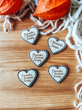 Pamiątka I Komunii Św - AŻUROWE serce (5szt) 3/4/5cm - - - (serduszka, serduszko, serca, ażur, Pierwsza Komunia Święta)