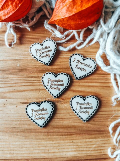 Pamiątka I Komunii Św - AŻUROWE serce (5szt) 3/4/5cm - - - (serduszka, serduszko, serca, ażur, Pierwsza Komunia Święta)