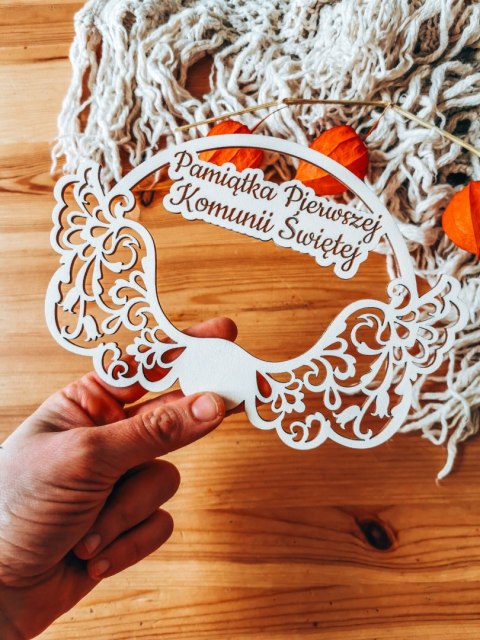 Pamiątka Pierwszej Komunii Św (1szt) - półkole SKRZYDŁA 02-C - - - (skrzydła do anioła, skrzydełka do aniołka, obręcz aniołek, k