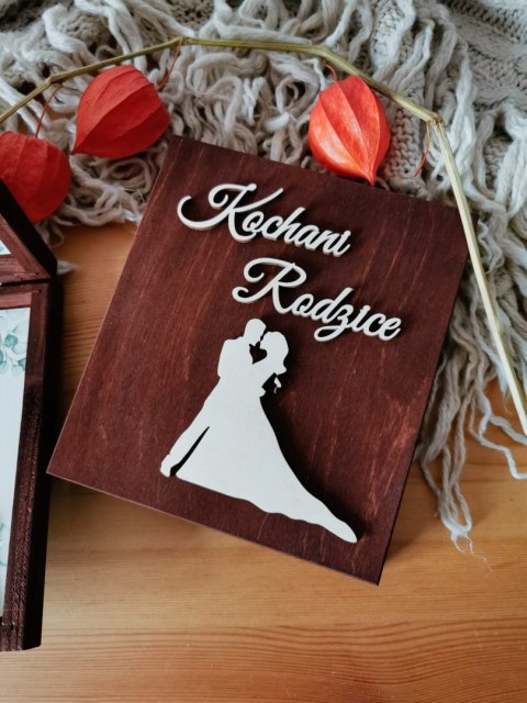 Prośba o błogosławieństwo (1szt) - 3d PARA MŁODA - zaproszenie dla Rodziców na Ślub w drewnianym pudełku