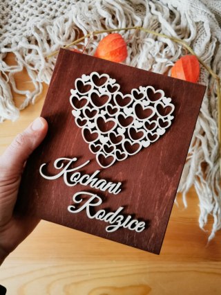 Prośba o błogosławieństwo (1szt) - 3d SERCE mozaika - zaproszenie dla Rodziców na Ślub w drewnianym pudełku