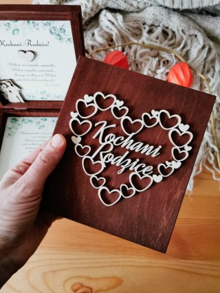 Prośba o błogosławieństwo (1szt) - 3d SERCE ramka - zaproszenie dla Rodziców na Ślub w drewnianym pudełku