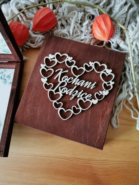 Prośba o błogosławieństwo (1szt) - 3d SERCE ramka - zaproszenie dla Rodziców na Ślub w drewnianym pudełku