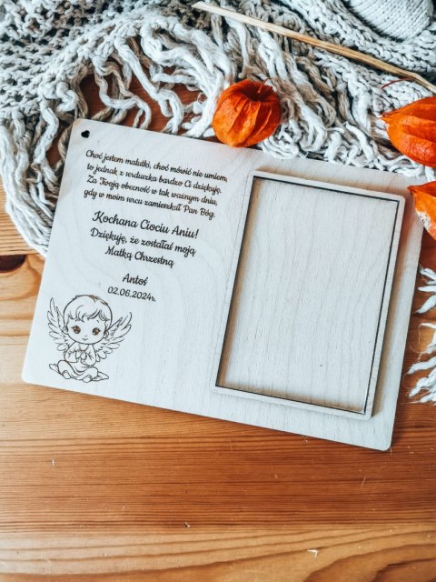 Ramka z dedykacją - Chrzest Święty - Podziękowanie dla Rodziców Chrzestnych - - - (ze zdjęciem, na zdjęcie)