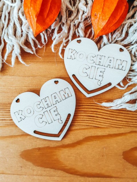 SERCE Kocham Cię - zawieszka (2szt) (8cm) - do ozdabiania