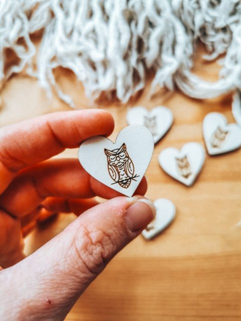 Sowa - SERCE (5szt) 3/4/5cm - - - (serduszka, serduszko, serca, sówka, dzień nauczyciela, szkoła)