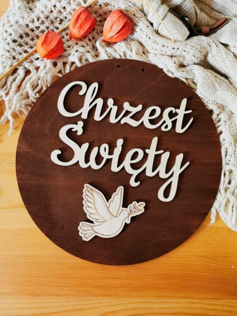 Tablica 3D KOŁO - Chrzest Święty (imienna) GOŁĄBEK - - - (na ściankę, obręcz, napis do zdjęć)