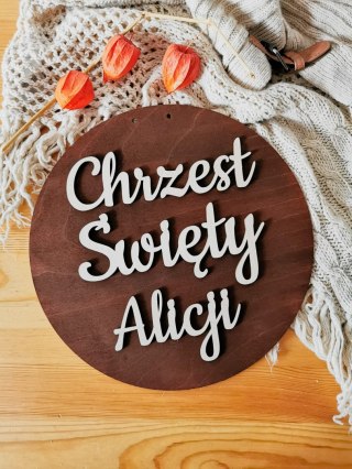 Tablica 3D KOŁO - Chrzest Święty (imienna) - - - (na ściankę, obręcz, napis do zdjęć)