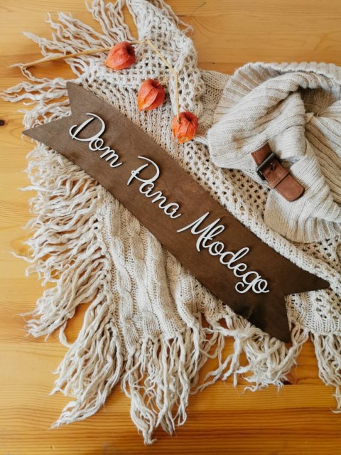 Tabliczka (1szt) Dom Pana Młodego - - - (tablica, wstęga do wianka)