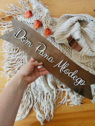 Tabliczka (1szt) Dom Pana Młodego - - - (tablica, wstęga do wianka)