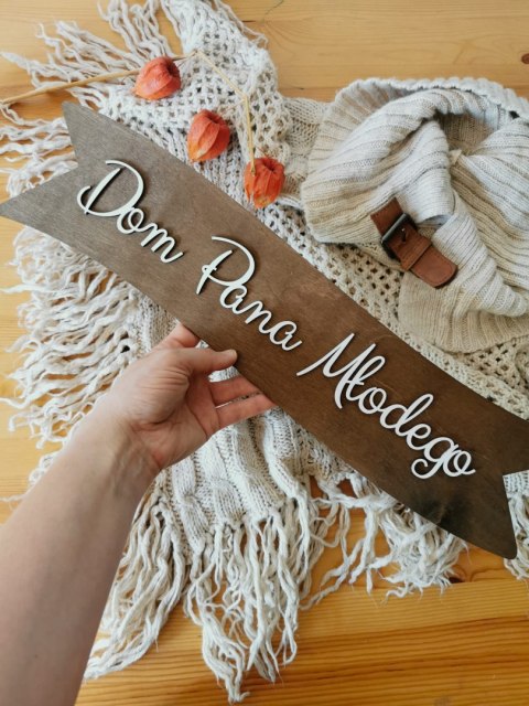 Tabliczka (1szt) Dom Pana Młodego - - - (tablica, wstęga do wianka)