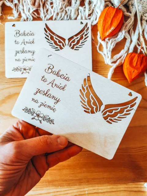 Tabliczka 9,5 x 14,5cm (2szt) - ANIOŁ dla Babci - - - (baza do aniołka ze skrzydełkami skrzydłami, skrzydełka, skrzydła, anioł, 