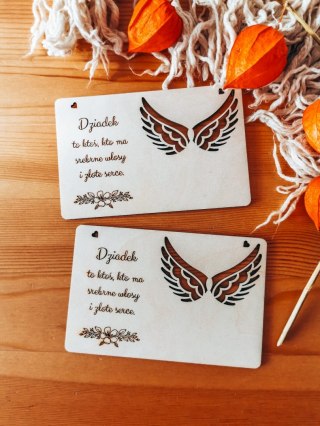 Tabliczka 9,5 x 14,5cm (2szt) - DZIADEK, to ktoś... - - - (baza do aniołka ze skrzydełkami skrzydłami, skrzydełka, skrzydła, ani