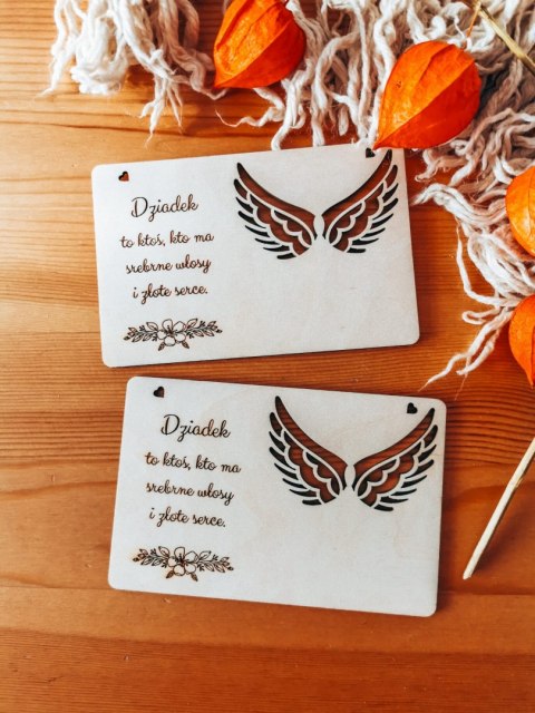 Tabliczka 9,5 x 14,5cm (2szt) - DZIADEK, to ktoś... - - - (baza do aniołka ze skrzydełkami skrzydłami, skrzydełka, skrzydła, ani
