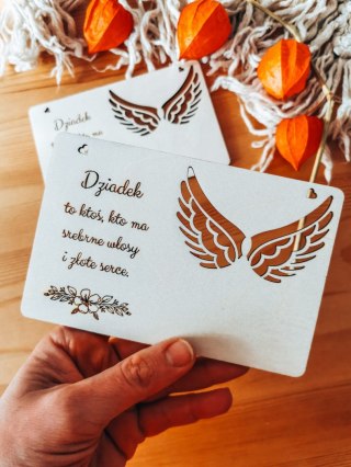 Tabliczka 9,5 x 14,5cm (2szt) - DZIADEK, to ktoś... - - - (baza do aniołka ze skrzydełkami skrzydłami, skrzydełka, skrzydła, ani