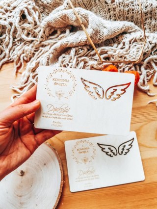 Tabliczka 9,5 x 14,5cm (2szt) - KOMUNIA podziękowanie - - - (baza do aniołka ze skrzydłami skrzydełkami, skrzydełka, skrzydła, a