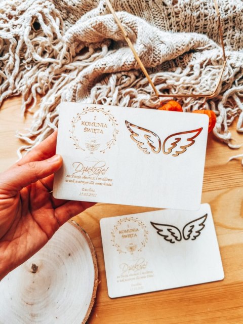 Tabliczka 9,5 x 14,5cm (2szt) - KOMUNIA podziękowanie - - - (baza do aniołka ze skrzydłami skrzydełkami, skrzydełka, skrzydła, a