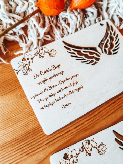 Tabliczka 9,5 x 14,5cm (2szt) - MODLITWA dla Dziadków - - - (baza do aniołka ze skrzydełkami skrzydłami, skrzydełka, skrzydła, a