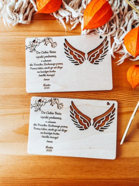 Tabliczka 9,5 x 14,5cm (2szt) - MODLITWA dla Dziadków - - - (baza do aniołka ze skrzydełkami skrzydłami, skrzydełka, skrzydła, a