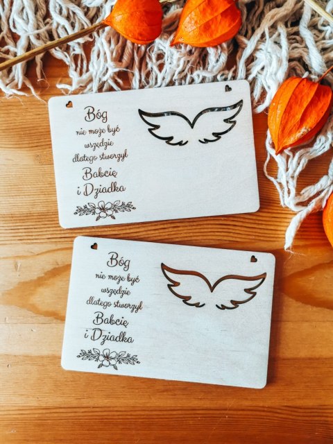 Tabliczka 9,5 x 14,5cm (2szt) - SENTENCJA dla Dziadków - - - (baza do aniołka ze skrzydełkami skrzydłami, skrzydełka, skrzydła, 