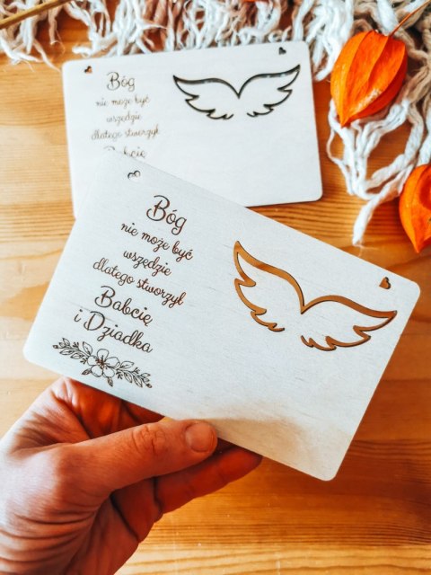 Tabliczka 9,5 x 14,5cm (2szt) - SENTENCJA dla Dziadków - - - (baza do aniołka ze skrzydełkami skrzydłami, skrzydełka, skrzydła, 