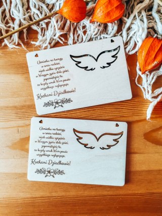 Tabliczka 9,5 x 14,5cm (2szt) - ŻYCZENIA dla Dziadków - - - (baza do aniołka ze skrzydełkami skrzydłami, skrzydełka, skrzydła, a