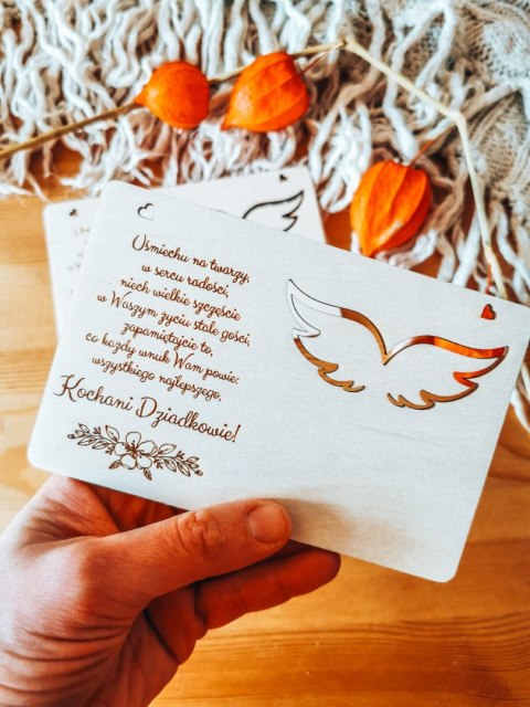 Tabliczka 9,5 x 14,5cm (2szt) - ŻYCZENIA dla Dziadków - - - (baza do aniołka ze skrzydełkami skrzydłami, skrzydełka, skrzydła, a