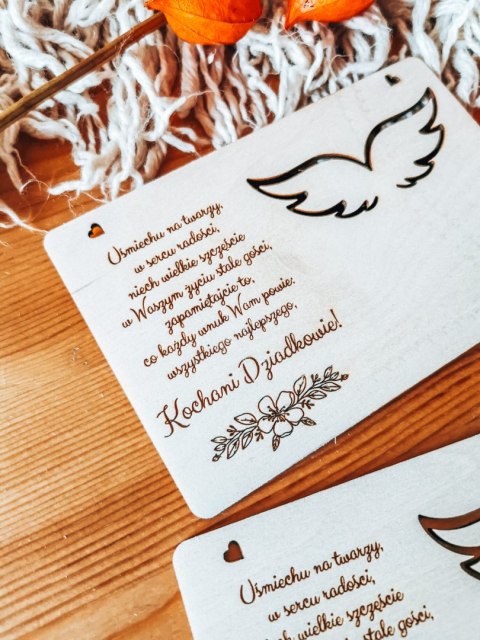 Tabliczka 9,5 x 14,5cm (2szt) - ŻYCZENIA dla Dziadków - - - (baza do aniołka ze skrzydełkami skrzydłami, skrzydełka, skrzydła, a