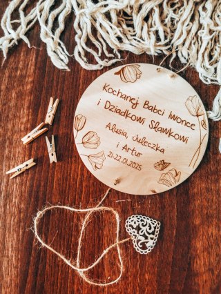 Tabliczka na zdjęcia KOŁO - Dzień Babci - wzór 01 - - - (ze zdjęciem, na zdjęcie, dla Babci i Dziadka Dziadków)