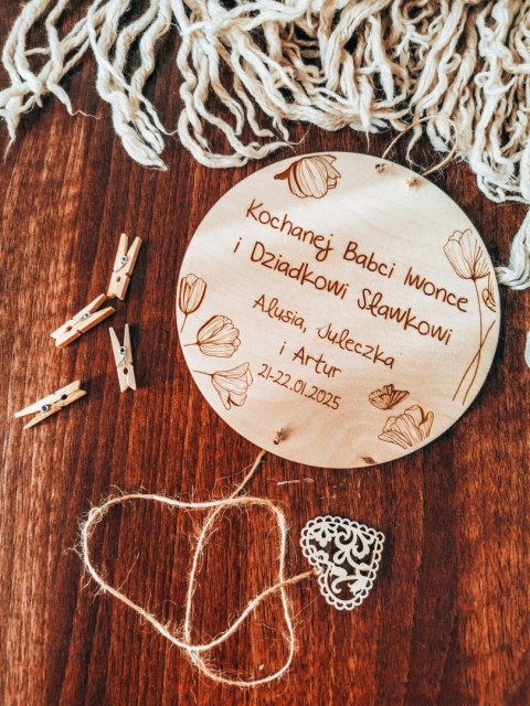 Tabliczka na zdjęcia KOŁO - Dzień Babci - wzór 01 - - - (ze zdjęciem, na zdjęcie, dla Babci i Dziadka Dziadków)