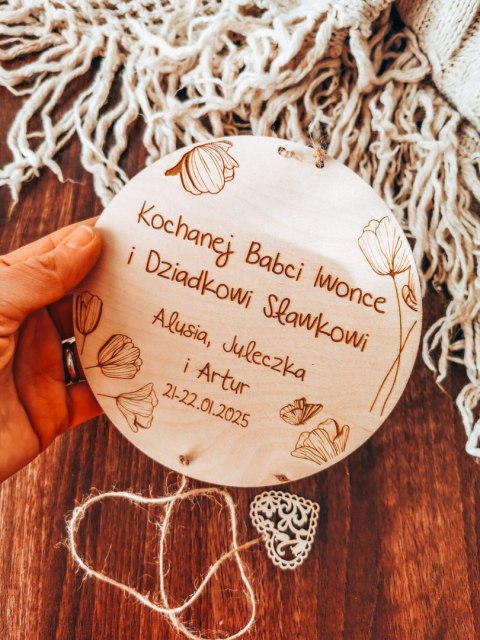 Tabliczka na zdjęcia KOŁO - Dzień Babci - wzór 01 - - - (ze zdjęciem, na zdjęcie, dla Babci i Dziadka Dziadków)