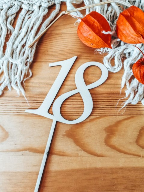 Toper na tort - 18 (wys. 10cm) - - - DOWOLNA CYFRA - - - (18 urodziny, osiemnastka)