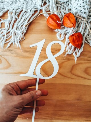 Toper na tort - 18 (wys. 10cm) - - - DOWOLNA CYFRA - - - (18 urodziny, osiemnastka)