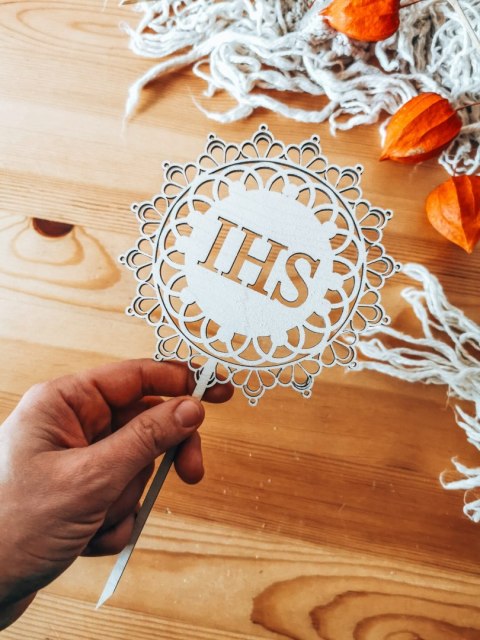 Toper na tort - IHS 10cm - - - (Pierwsza I Komunia Święta)