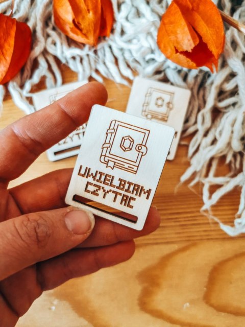 Uwielbiam Czytać KSIĄŻKA GRACZA - zakładka prostokąt 4x5cm (3szt) - - - (baza do zakładki do książki)