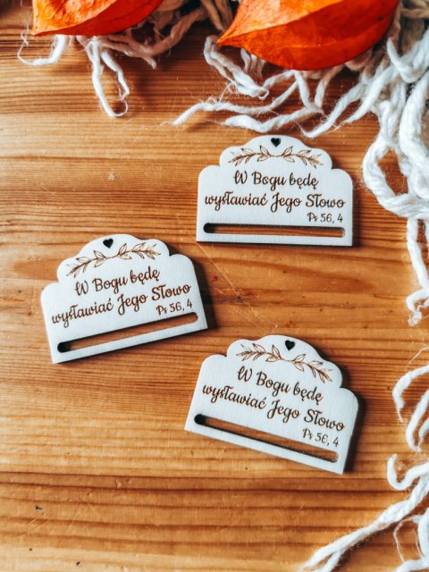 W Bogu będę wysławiać... - zakładka ozdobna 5x3,5cm (3szt) - - - (baza do zakładki do książki, Chrzest, Pierwsza Komunia)