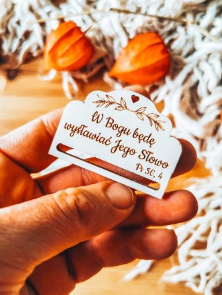 W Bogu będę wysławiać... - zakładka ozdobna 5x3,5cm (3szt) - - - (baza do zakładki do książki, Chrzest, Pierwsza Komunia)