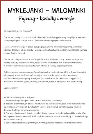Wyklejanki Malowanki (plik PDF) - FRYZURY: Kształty i emocje - - - (szablony do prac plastycznych)