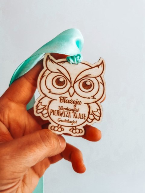 ZAKOŃCZENIE ROKU sowa 03 - medal 7cm (1szt) - z imieniem - - - (zawieszka, odznaka)