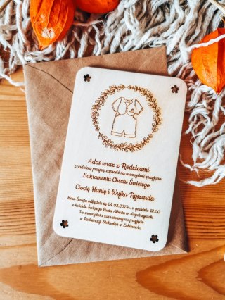 Zaproszenie - GARNITUR - Chrzest Święty - - - (drewniane zaproszenie, drewniana kartka) (1)