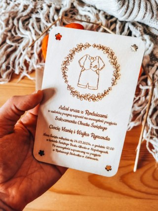 Zaproszenie - GARNITUR - Chrzest Święty - - - (drewniane zaproszenie, drewniana kartka) (1)