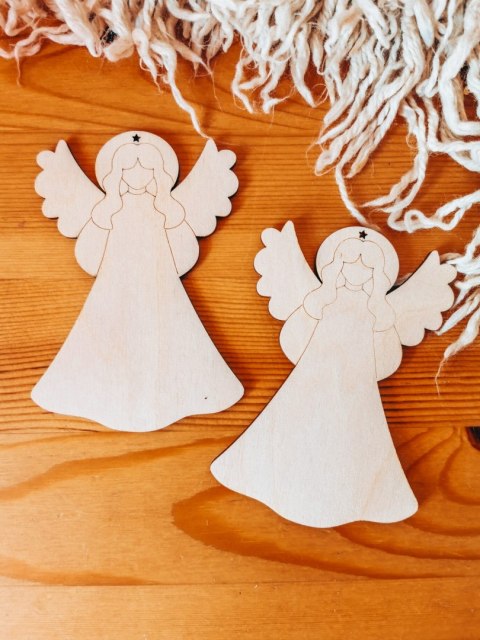 Zawieszka BAZA 10cm (2szt) - ANIOŁEK - - - (do ozdabiania, do kolorowania, na choinkę, anioł)